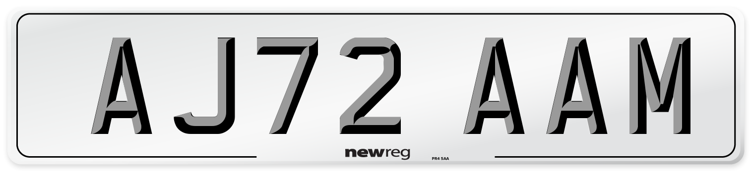 AJ72 AAM Number Plate from New Reg